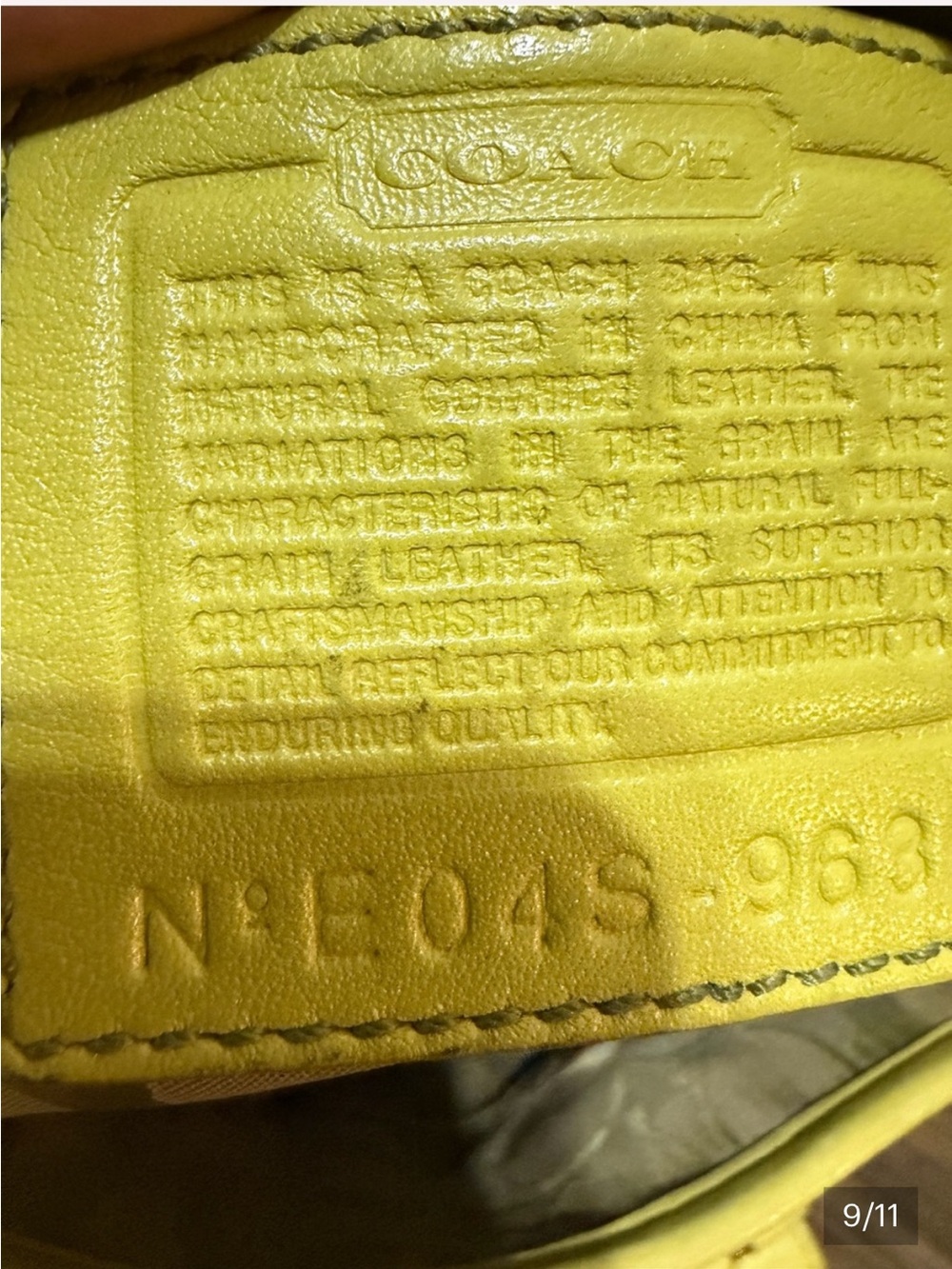 Coach Citrus Yellow Leather Shoulder Bag - Picture 9 of 12